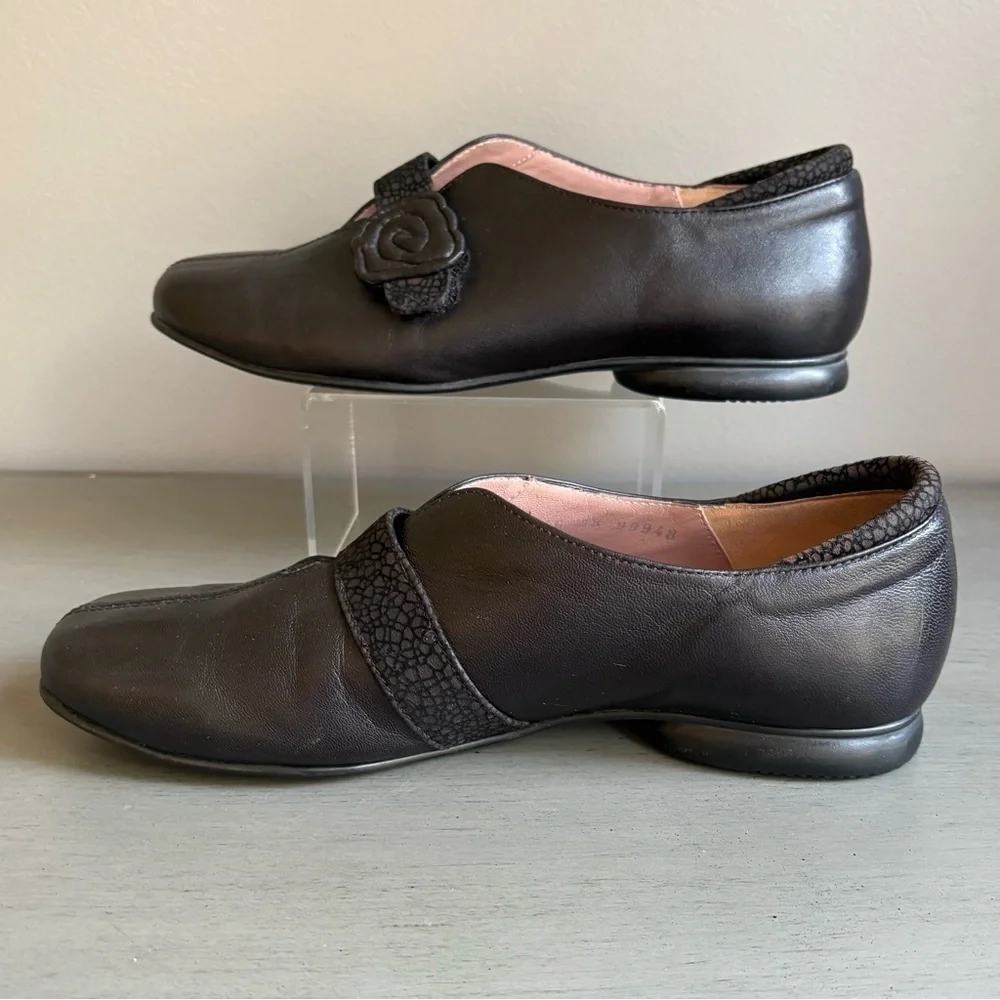 Beautifeel Leather Slip-On Black Loafer Flat Ivy Ballerina Women EU 38 Rose